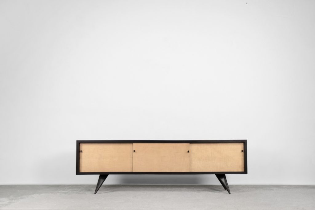 Mid-Century Scandinavian Black and Maple Sideboard, 1960s