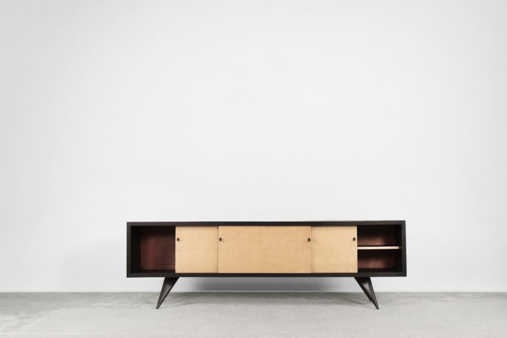 Mid-Century Scandinavian Black and Maple Sideboard, 1960s