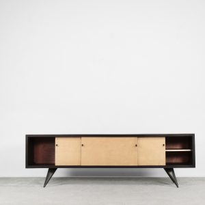 Mid-Century Scandinavian Black and Maple Sideboard, 1960s