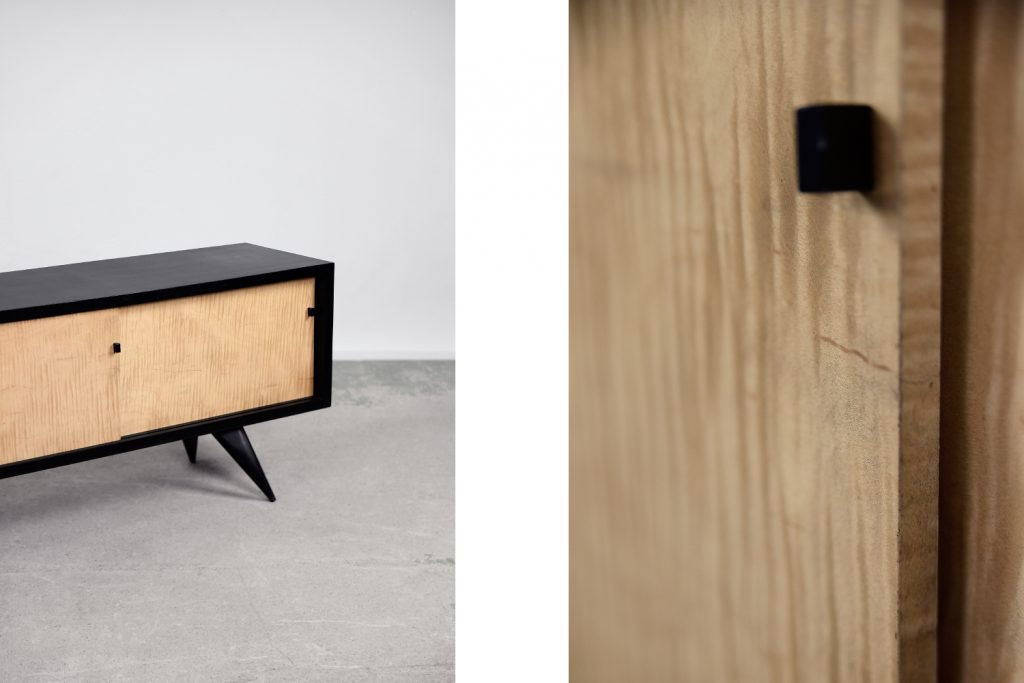 Mid-Century Scandinavian Black and Maple Sideboard, 1960s