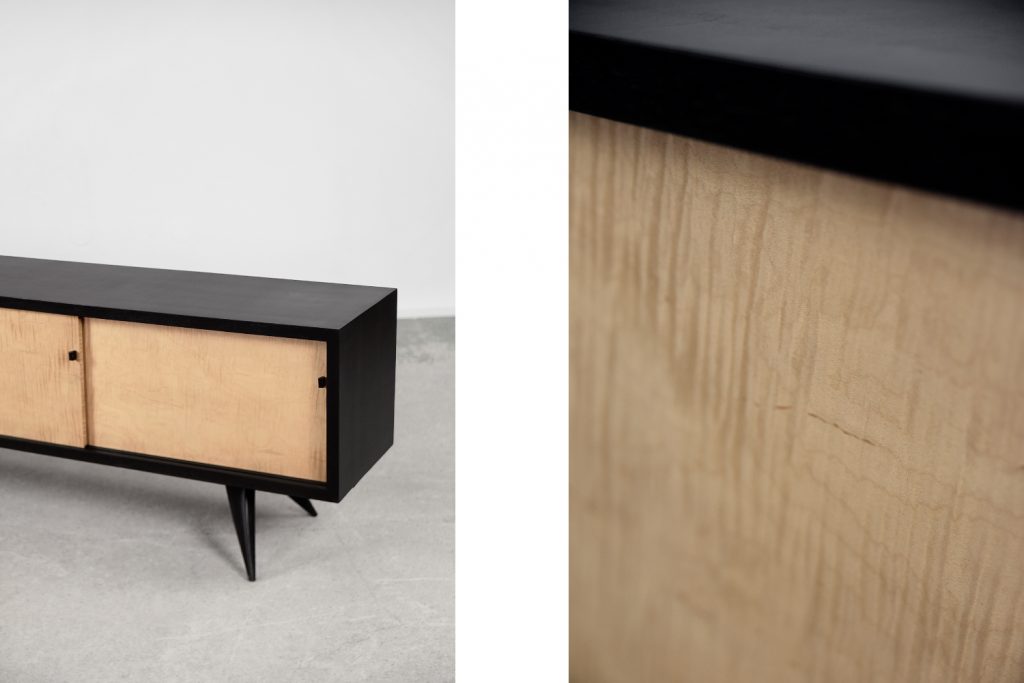 Mid-Century Scandinavian Black and Maple Sideboard, 1960s