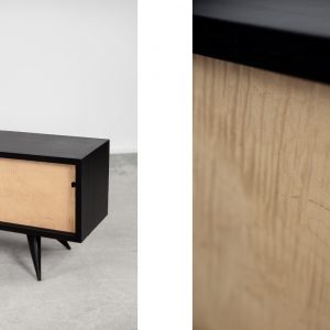 Mid-Century Scandinavian Black and Maple Sideboard, 1960s
