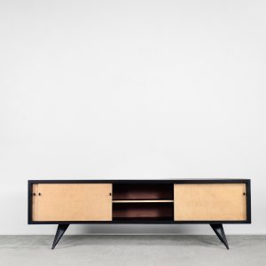 Mid-Century Scandinavian Black and Maple Sideboard, 1960s