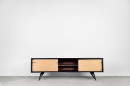 Mid-Century Scandinavian Black and Maple Sideboard, 1960s - Image 4