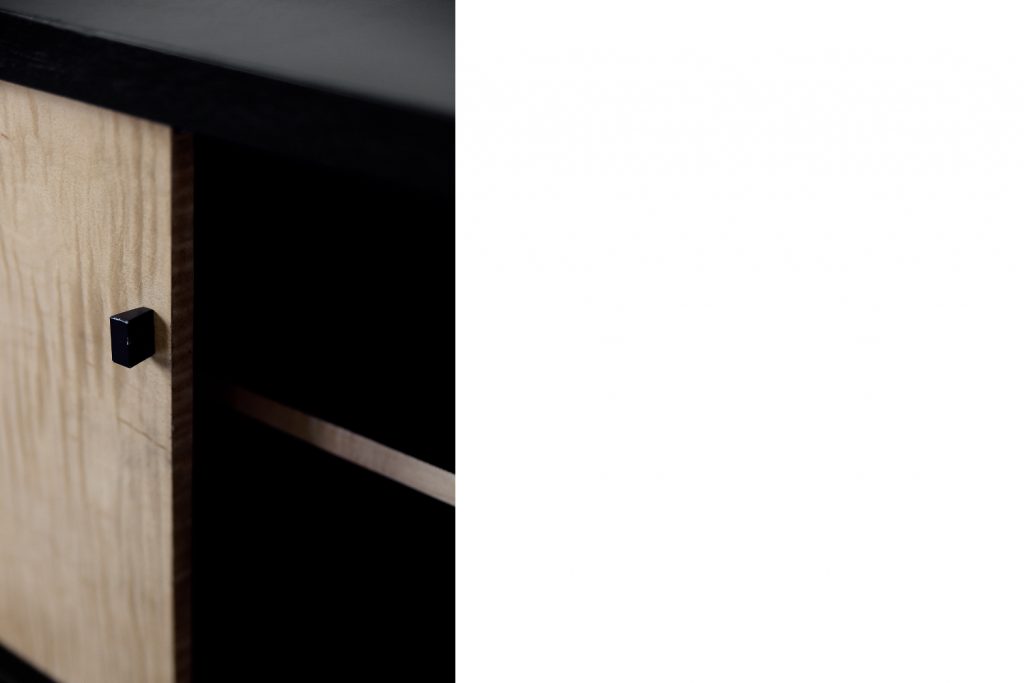 Mid-Century Scandinavian Black and Maple Sideboard, 1960s