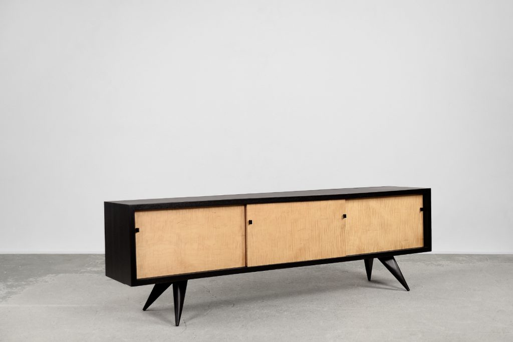 Mid-Century Scandinavian Black and Maple Sideboard, 1960s