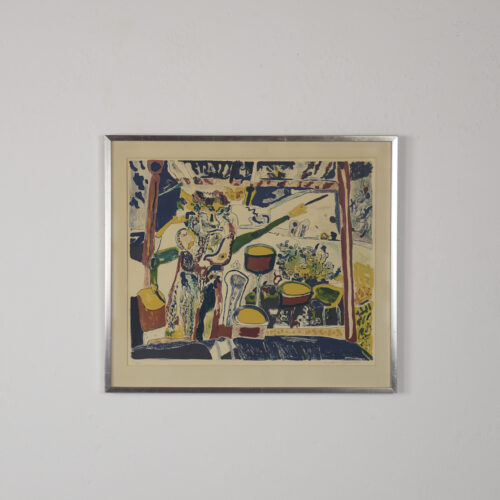 Vintage Color Lithograph by Anders Fogelin, Komposition, 1974