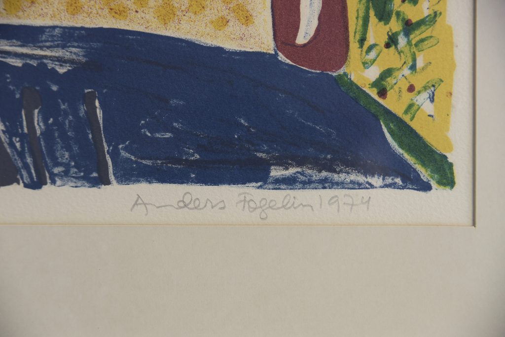 Vintage Color Lithograph by Anders Fogelin, Komposition, 1974