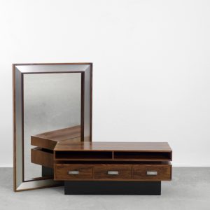 Scandinavian Rosewood Dressing Table with Oblong Mirror, 1970s, Set of 2