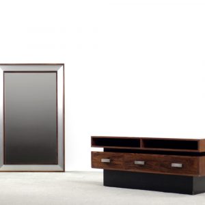 Scandinavian Rosewood Dressing Table with Oblong Mirror, 1970s, Set of 2