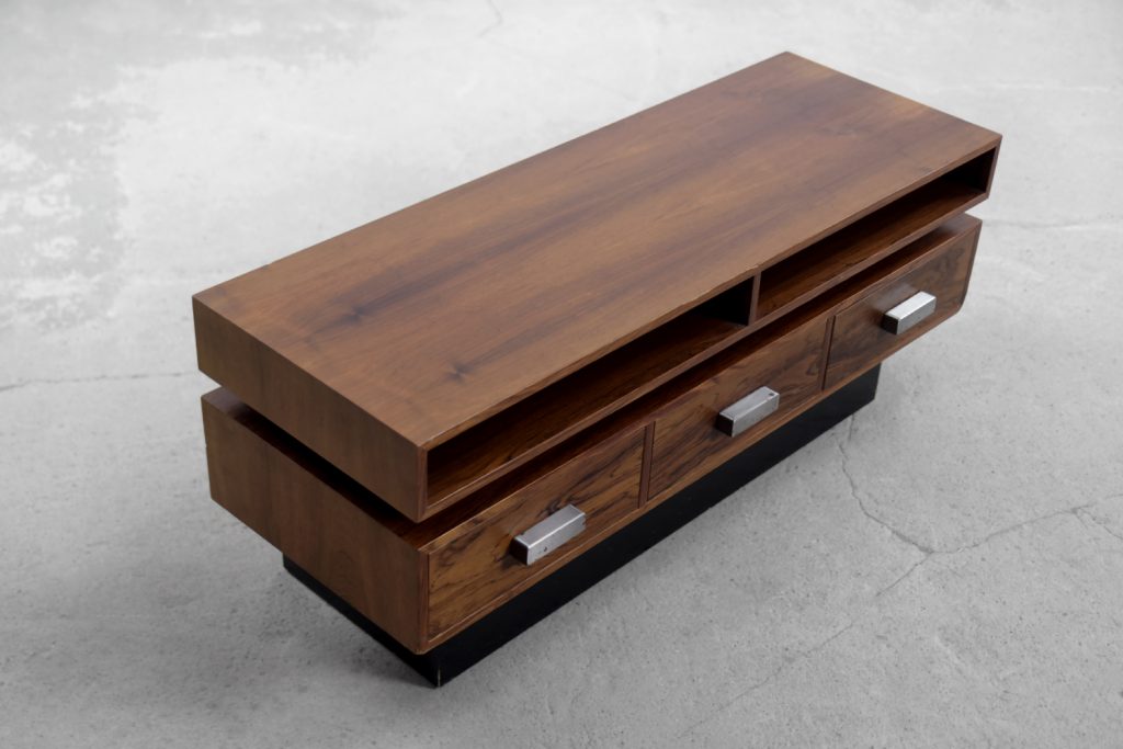 Scandinavian Rosewood Dressing Table with Oblong Mirror, 1970s, Set of 2