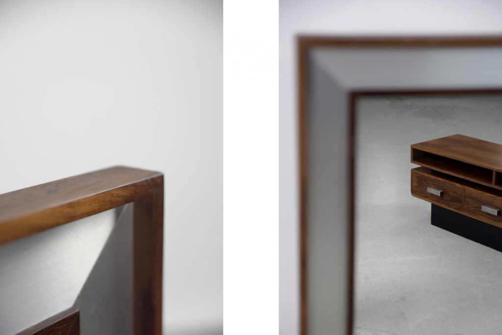 Scandinavian Rosewood Dressing Table with Oblong Mirror, 1970s, Set of 2