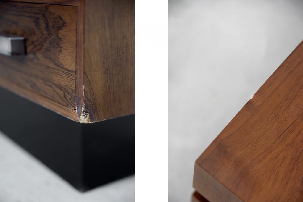Scandinavian Rosewood Dressing Table with Oblong Mirror, 1970s, Set of 2