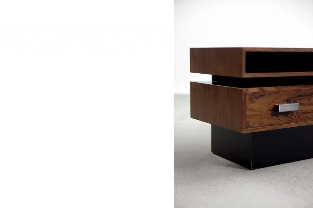 Scandinavian Rosewood Dressing Table with Oblong Mirror, 1970s, Set of 2