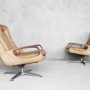 Leather Swivel Chairs by Carl Straub, 1950s, Set of 2