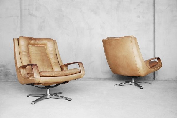 Leather Swivel Chairs by Carl Straub, 1950s, Set of 2 - Image 7