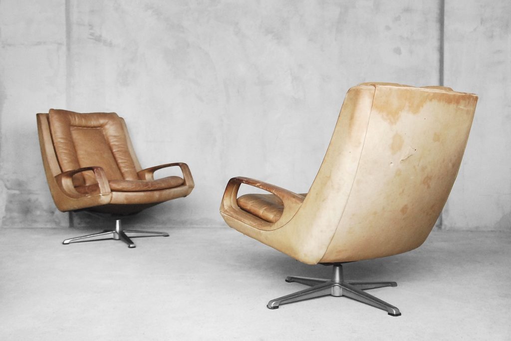 Leather Swivel Chairs by Carl Straub, 1950s, Set of 2