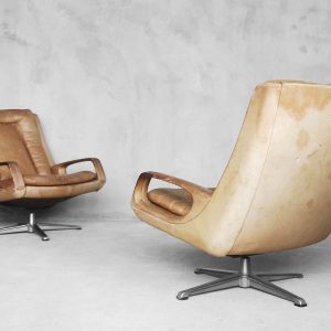 Leather Swivel Chairs by Carl Straub, 1950s, Set of 2