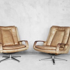 Leather Swivel Chairs by Carl Straub, 1950s, Set of 2