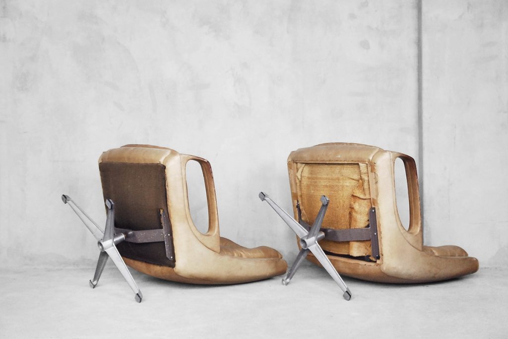 Leather Swivel Chairs by Carl Straub, 1950s, Set of 2