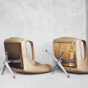 Leather Swivel Chairs by Carl Straub, 1950s, Set of 2