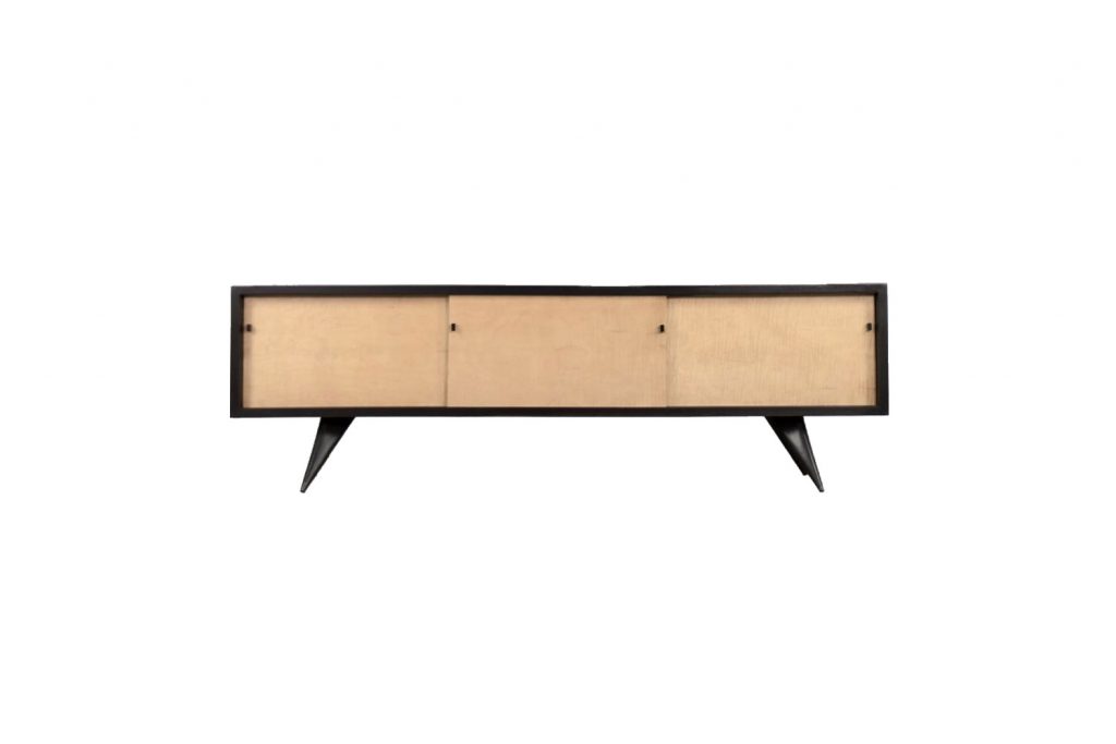 Mid-Century Scandinavian Black and Maple Sideboard, 1960s