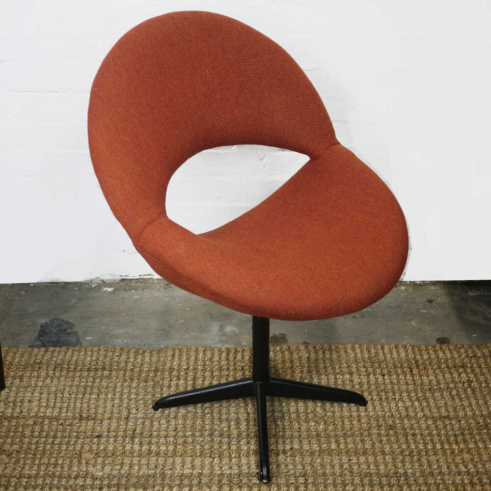 Dark Orange Bucket Chairs In Handwoven Fabric, 1960s, Set Of 2
