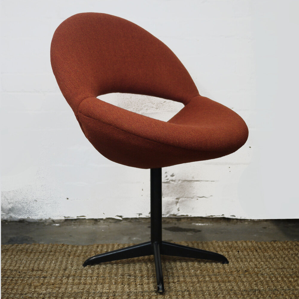 Dark Orange Bucket Chairs In Handwoven Fabric, 1960s, Set Of 2