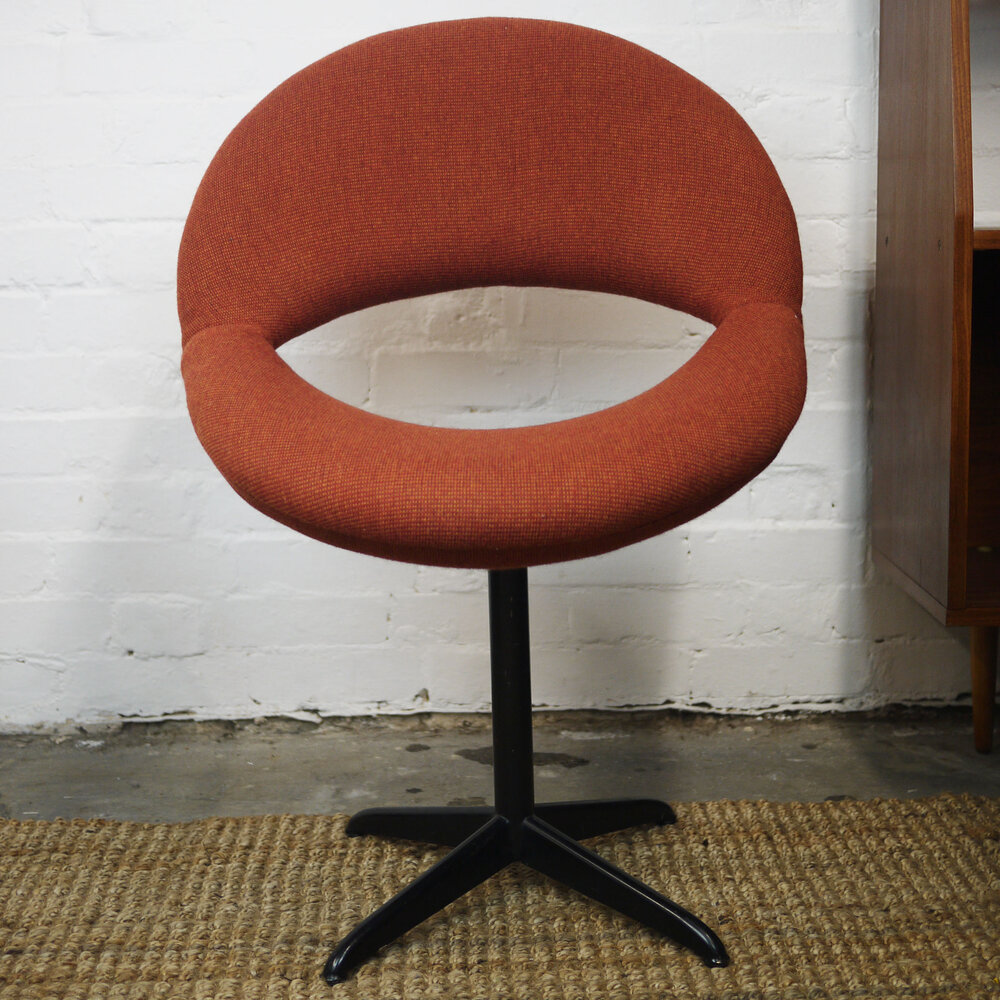 Dark Orange Bucket Chairs In Handwoven Fabric, 1960s, Set Of 2