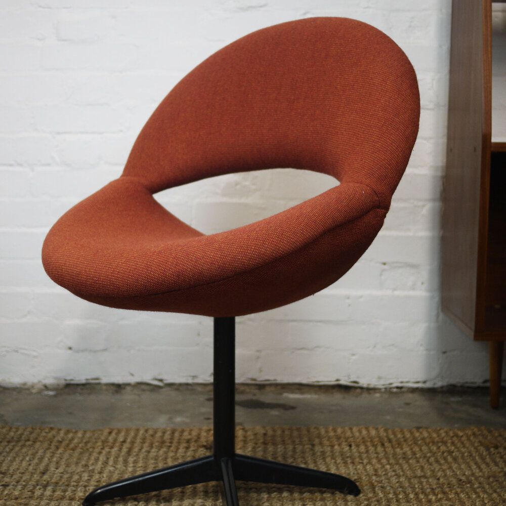 Dark Orange Bucket Chairs In Handwoven Fabric, 1960s, Set Of 2