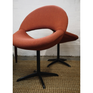 Dark Orange Bucket Chairs In Handwoven Fabric, 1960s, Set Of 2