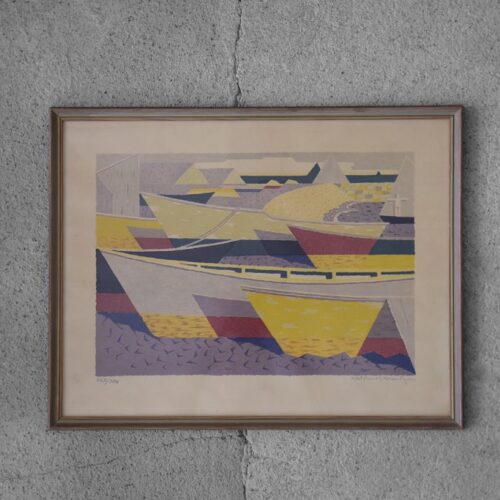 Vintage Color Lithograph by Waldemar Lorentzon, Båtparad, 1953
