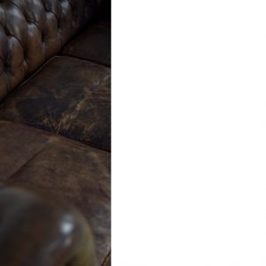 Large Antique Brown Leather Chesterfield Sofa, 1920s