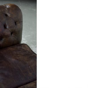 Large Antique Brown Leather Chesterfield Sofa, 1920s