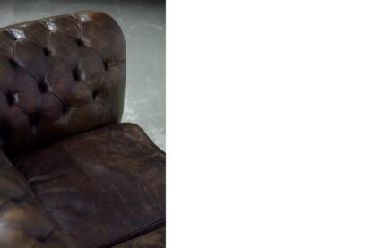 Large Antique Brown Leather Chesterfield Sofa, 1920s - Image 17