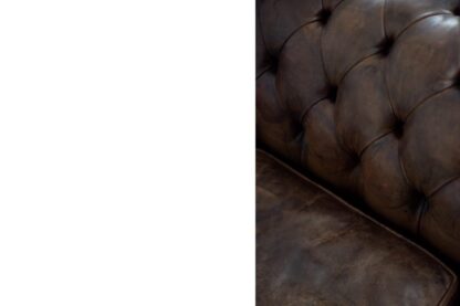 Large Antique Brown Leather Chesterfield Sofa, 1920s - Image 15