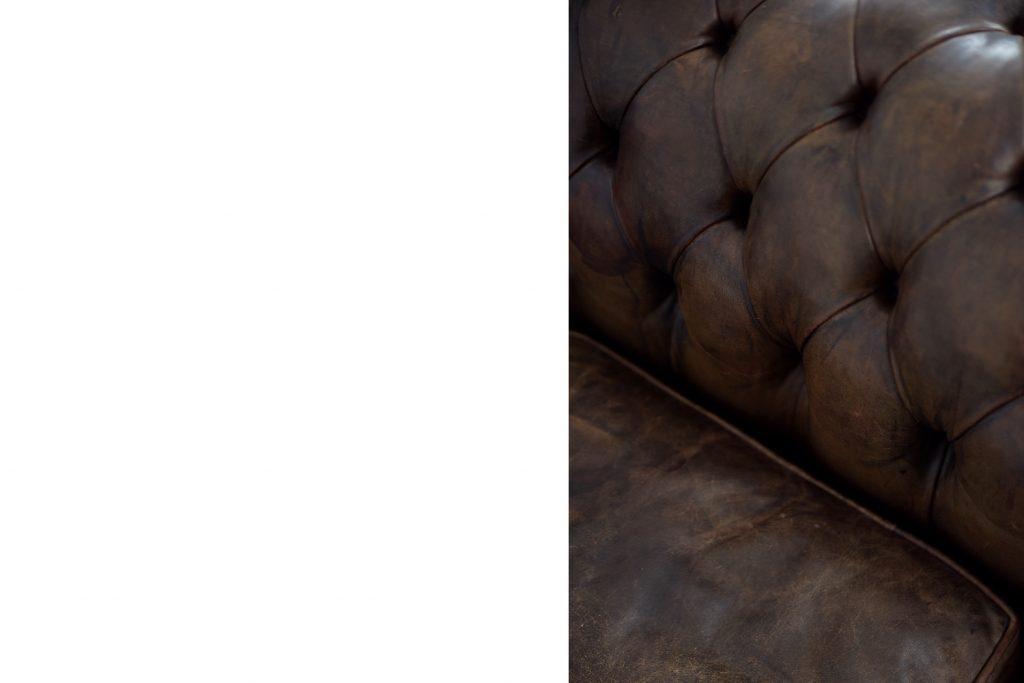 Large Antique Brown Leather Chesterfield Sofa, 1920s