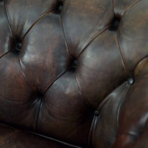 Large Antique Brown Leather Chesterfield Sofa, 1920s