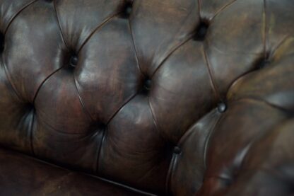 Large Antique Brown Leather Chesterfield Sofa, 1920s - Image 14