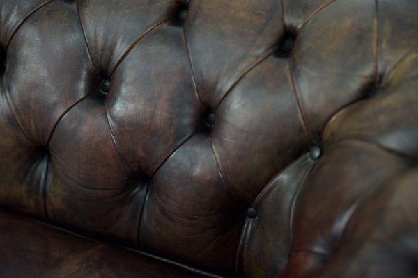 Large Antique Brown Leather Chesterfield Sofa, 1920s - Image 14