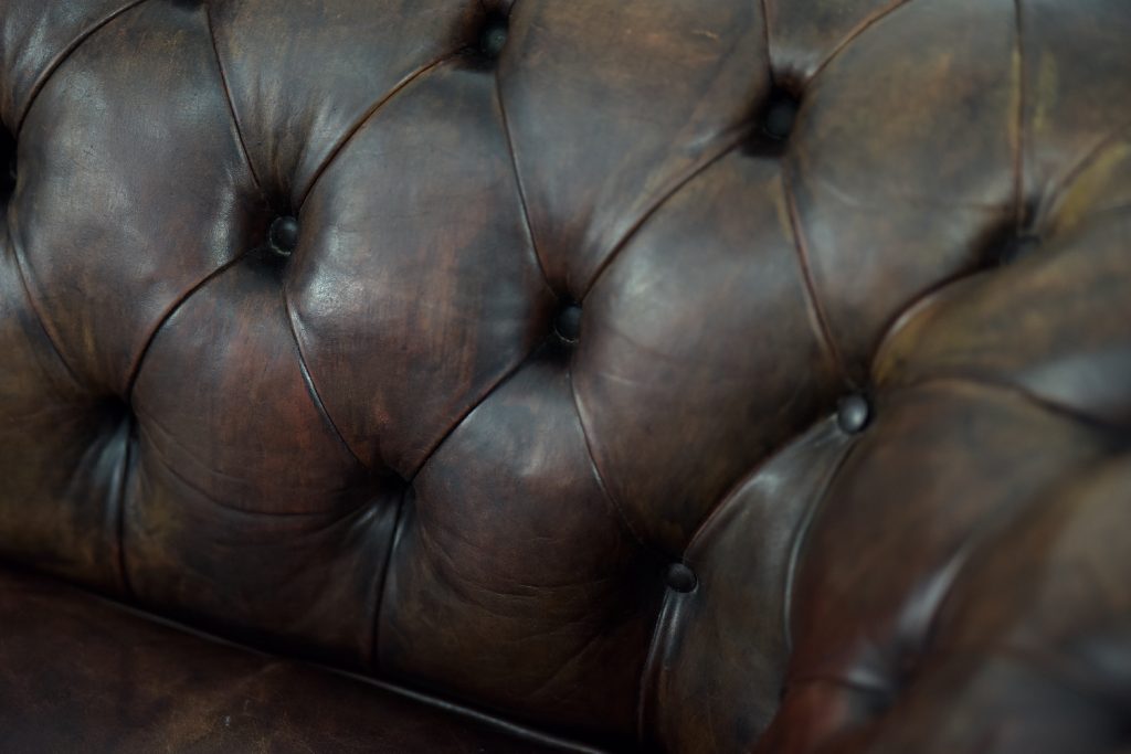 Large Antique Brown Leather Chesterfield Sofa, 1920s