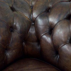 Large Antique Brown Leather Chesterfield Sofa, 1920s