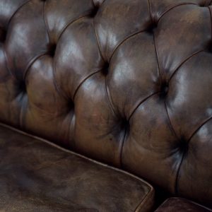 Large Antique Brown Leather Chesterfield Sofa, 1920s