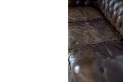 Large Antique Brown Leather Chesterfield Sofa, 1920s - Image 27