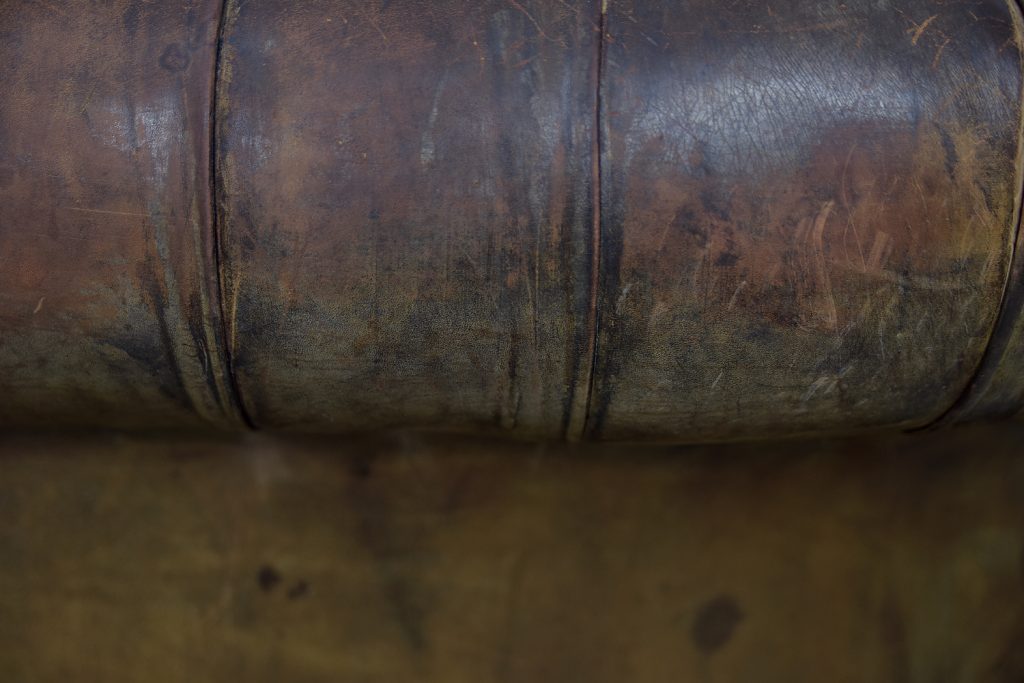 Large Antique Brown Leather Chesterfield Sofa, 1920s