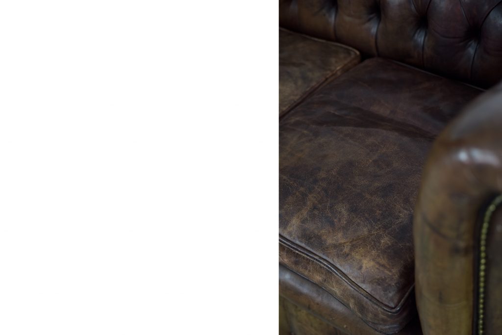 Large Antique Brown Leather Chesterfield Sofa, 1920s