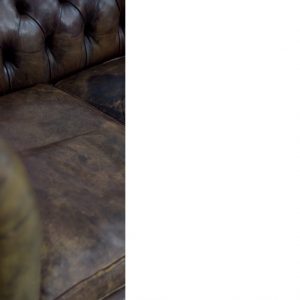 Large Antique Brown Leather Chesterfield Sofa, 1920s