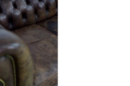 Large Antique Brown Leather Chesterfield Sofa, 1920s - Image 25