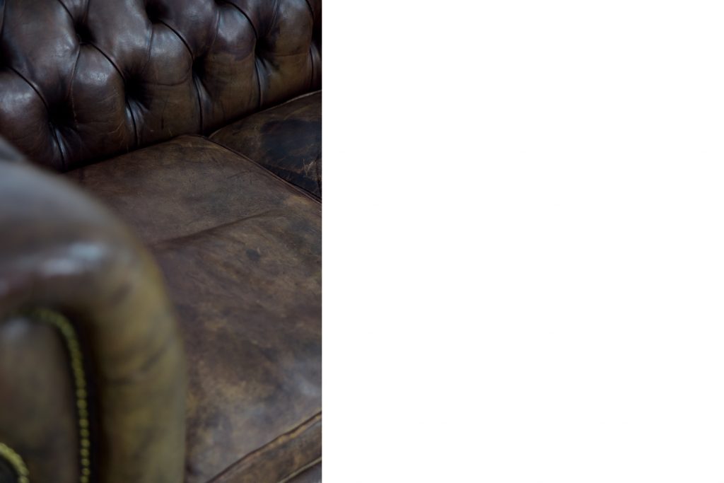 Large Antique Brown Leather Chesterfield Sofa, 1920s