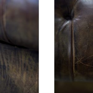 Large Antique Brown Leather Chesterfield Sofa, 1920s